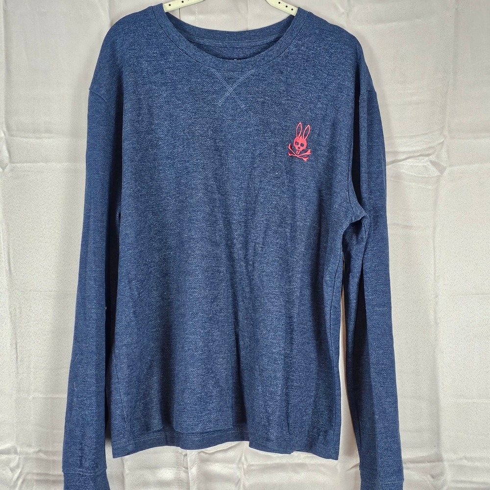 Psycho Bunny Mens Navy Crewneck Long Sleeve Pullover Shirt XL